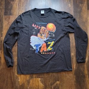 Space Jam Tazmanian Devil, Taz, Black Long Sleeve, Looney Tunes